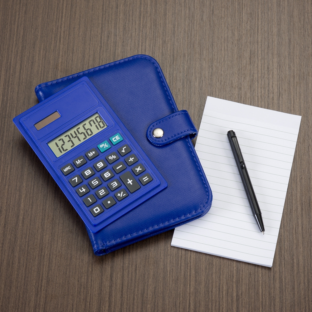Bloco de Anotações com Calculadora e Caneta